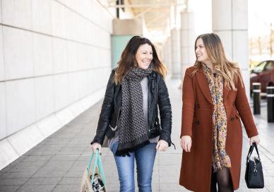 An image of two women walking down the street, Half Day Personal Shopping Experience. Jennifer Jones Styling